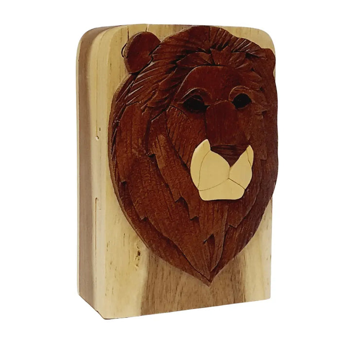 Lion Hand-Carved Puzzle Box - Stash Box Dan