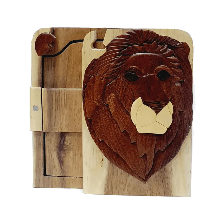 Lion Hand-Carved Puzzle Box