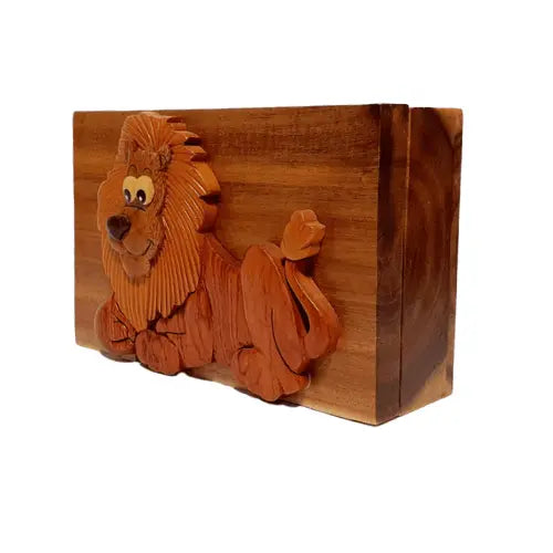 Lions Den Hand-carved Puzzle Box - Stash Box Dan