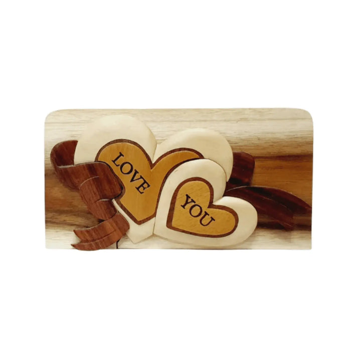 Love You Hand-Carved Puzzle Box