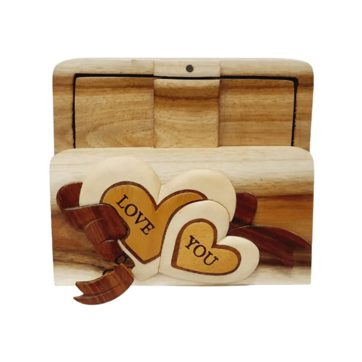 Love You Hand-Carved Puzzle Box