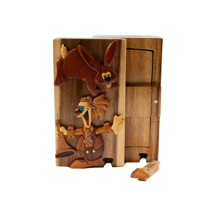 Magician and Rabbit Hand-Carved Puzzle Box