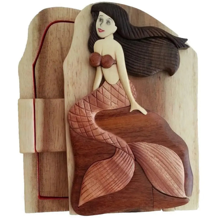 Mermaid Hand-Carved Puzzle Box