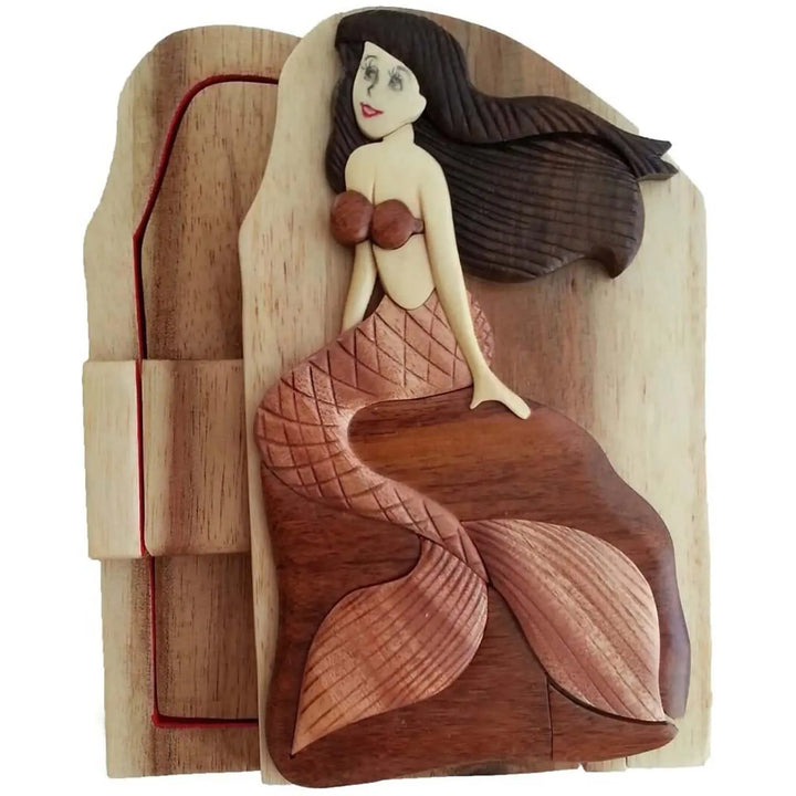 Mermaid Hand-Carved Puzzle Box
