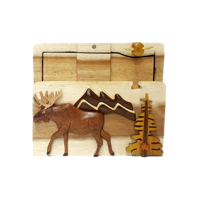 Moose Canada Hand-carved Puzzle Box