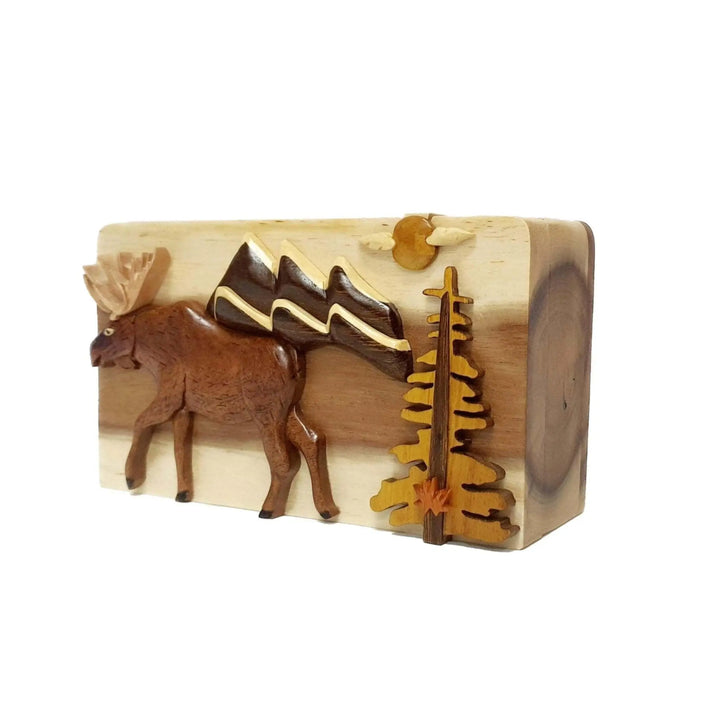 Moose Canada Hand-carved Puzzle Box