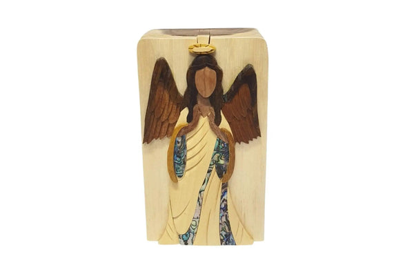 Mother of Pearl Guardian Angel Hand-carved Puzzle Box