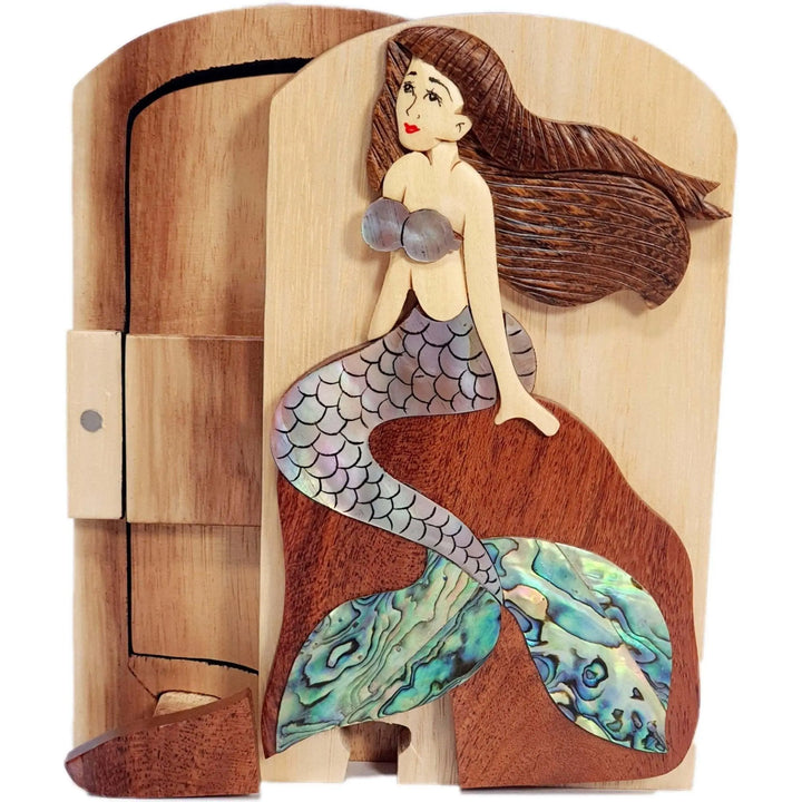 Mother of Pearl Mermaid Hand-Carved Puzzle Box