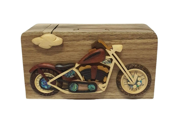 Mother of Pearl Motorcycle Hand-carved Puzzle Box