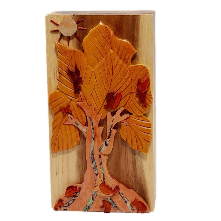 Mother of Pearl Tree of Life Hand-Carved Puzzle Box