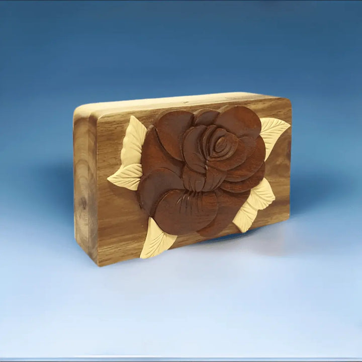 Mother's Love Rose Flower Hand-Carved Puzzle Box - Stash Box Dan