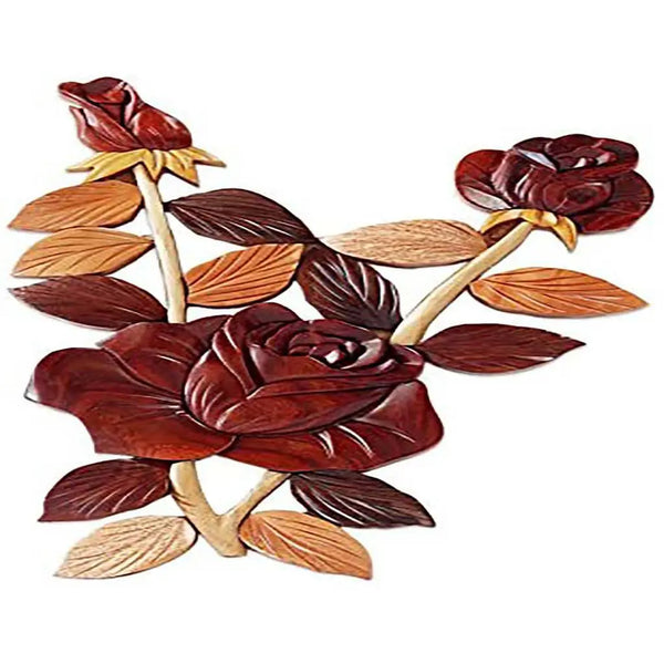 Mother's Love Rose Flowers Hand-Carved Wall Art