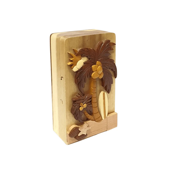 Palm Tree Hand-carved Puzzle Box