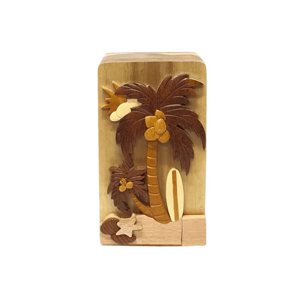 Palm Tree Hand-carved Puzzle Box