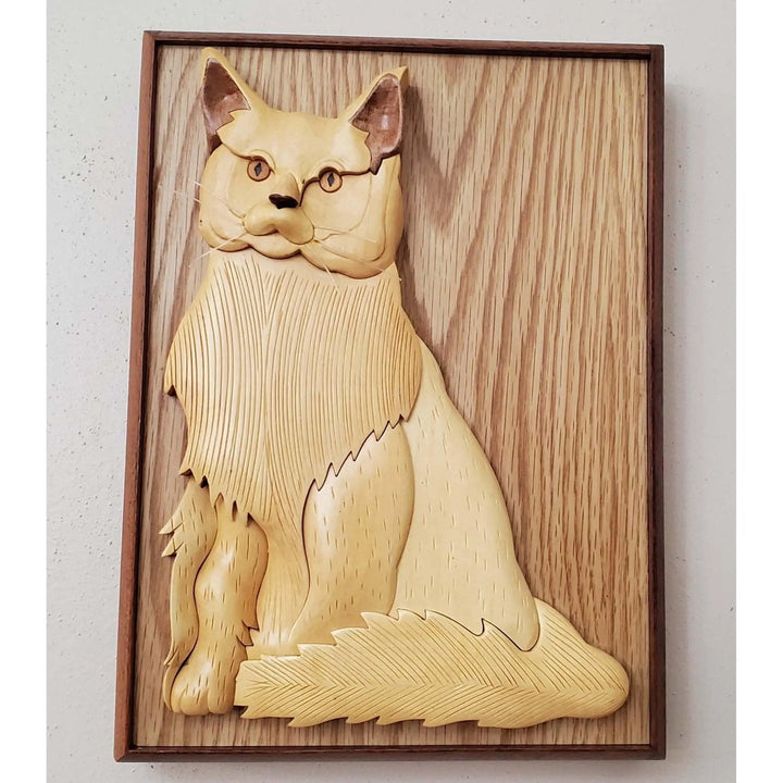 Persian White Cat Hand-Carved Pet Portrait