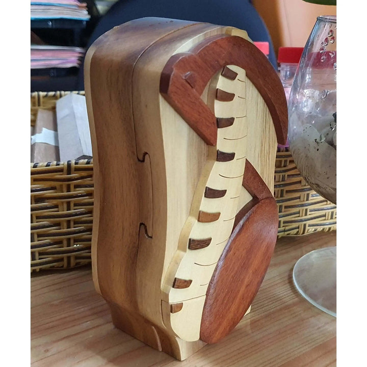 Piano Keys and Music Notes Hand-Carved Puzzle Box