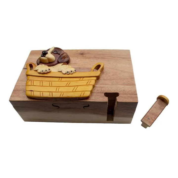 Play Dog Hand-Carved Puzzle Box