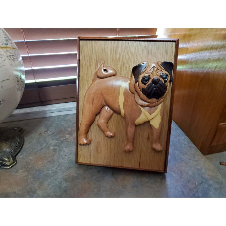 Pug Hand-Carved Pet Portrait