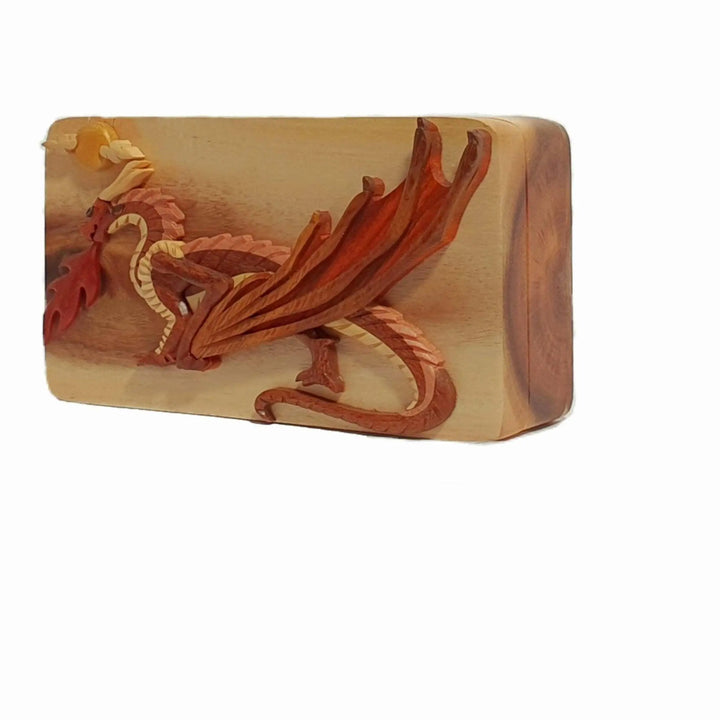 Red Dragon Hand-Carved Puzzle Box