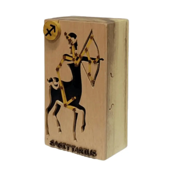Sagittarius Zodiac Hand-carved Puzzle Box - Stash Box Dan