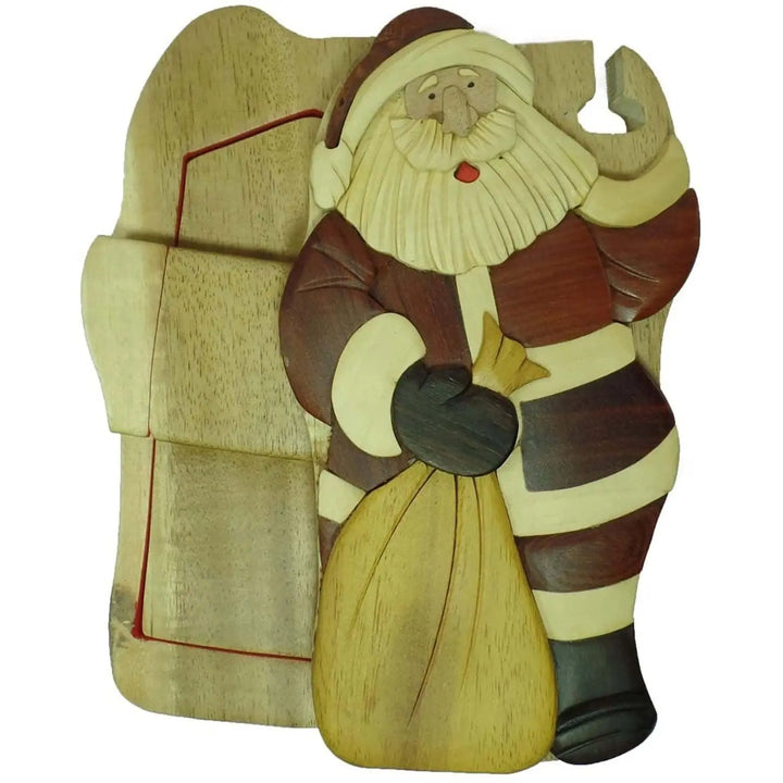 Santa Claus Christmas Hand-Carved Puzzle Box - Stash Box Dan