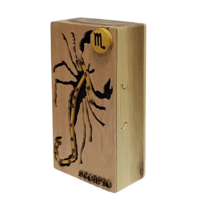 Scorpio Zodiac Hand-carved Puzzle Box - Stash Box Dan