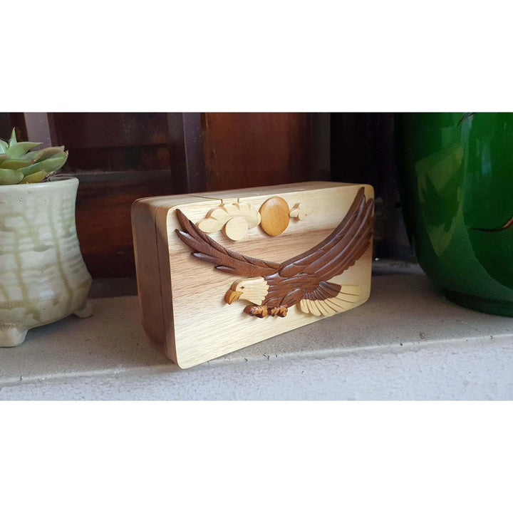 Soaring Eagle Hand-Carved Puzzle Box - Stash Box Dan