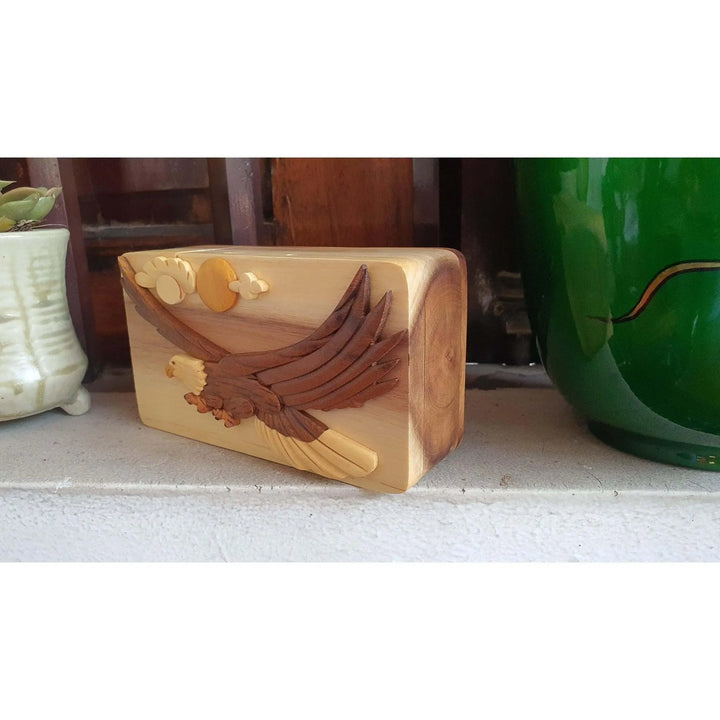 Soaring Eagle Hand-Carved Puzzle Box - Stash Box Dan