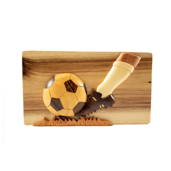 Soccer Player Hand-Carved Treasure Box Voice Recorder