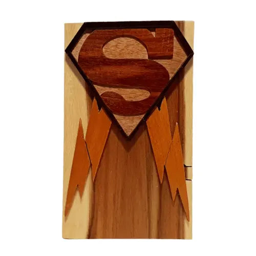 Superman Super Hero Hand-Carved Puzzle Box - Stash Box Dan