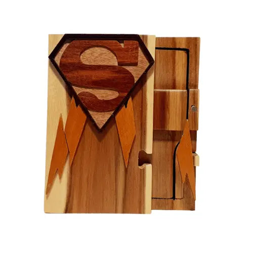 Superman Super Hero Hand-Carved Puzzle Box - Stash Box Dan