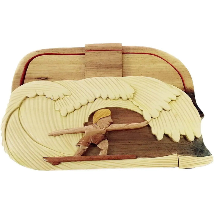 Surfer Dude in The Waves Hand-Carved Puzzle Box - Stash Box Dan