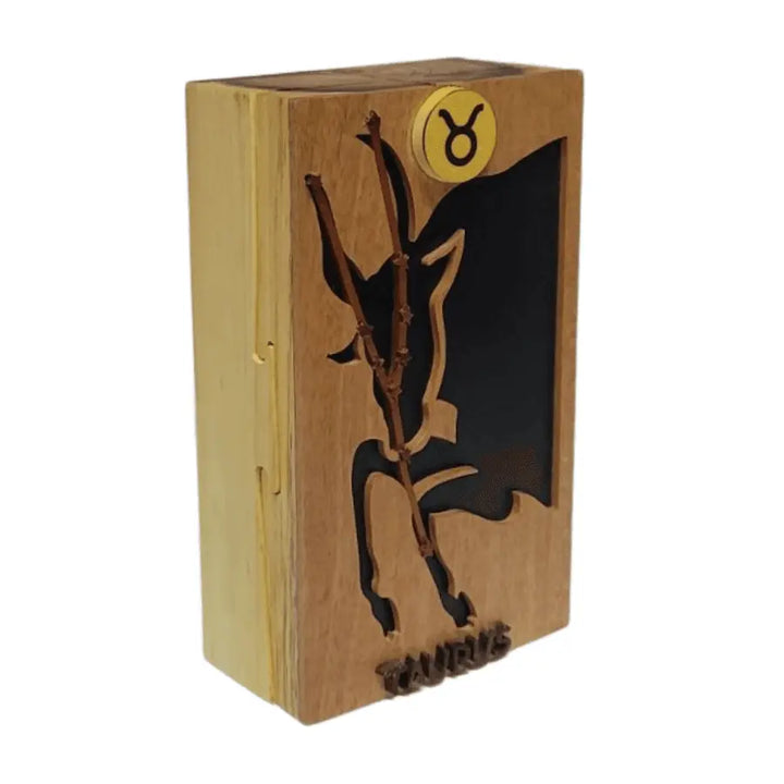 Taurus Zodiac Hand-Carved Puzzle Box - Stash Box Dan