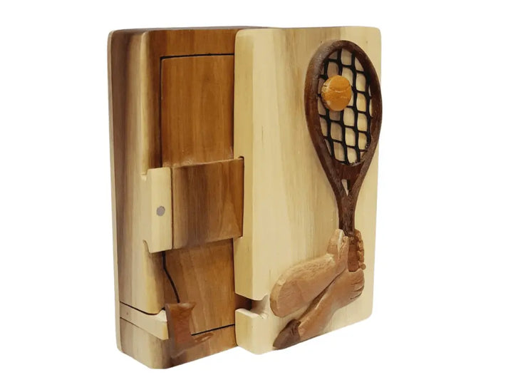 Tennis Hand-Carved Puzzle Box - Stash Box Dan