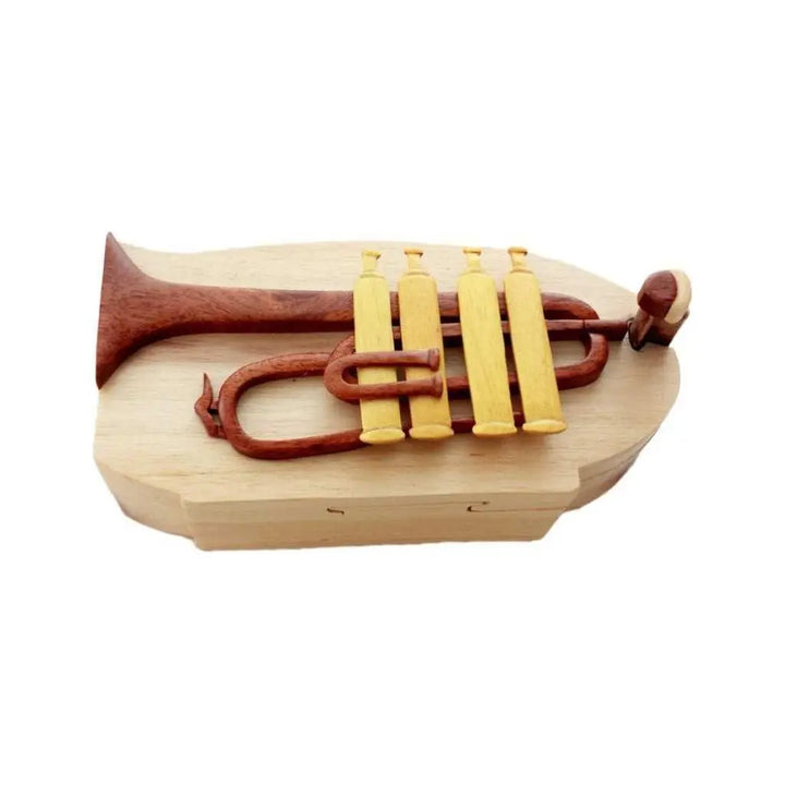 Trumpet Hand-Carved Puzzle Box - Stash Box Dan