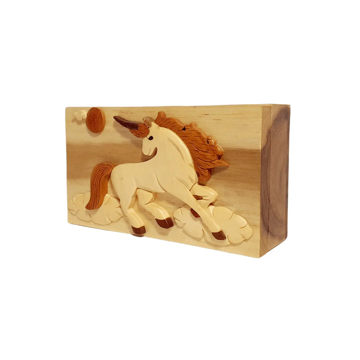 Unicorn Hand-Carved Puzzle Box - Stash Box Dan