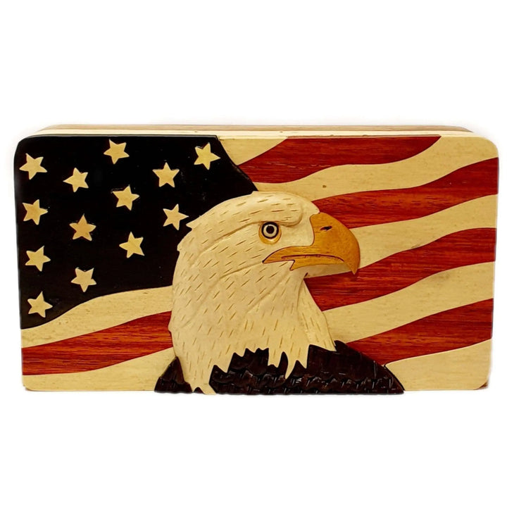 USA Eagle Hand-Carved Puzzle Box