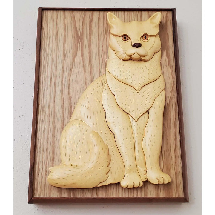 White Cat Hand-Carved Pet Portrait
