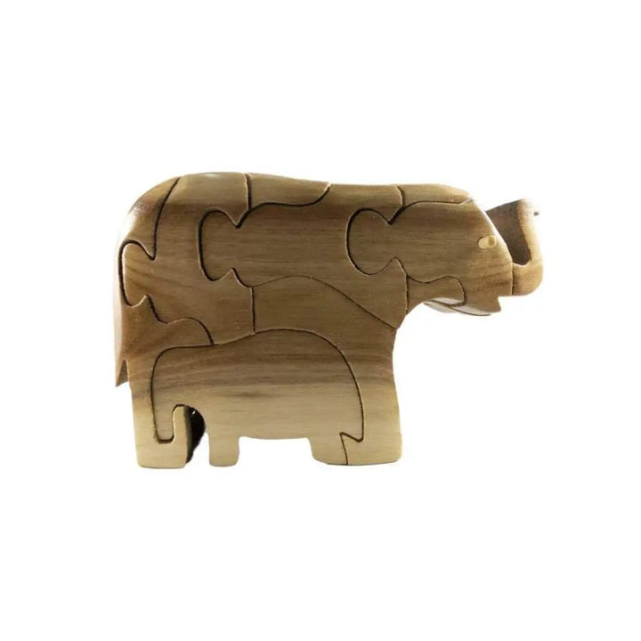 Wooden Elephant & Baby Puzzle - Stash Box Dan