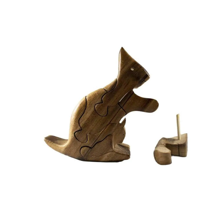 Wooden Kangaroo & Baby Puzzle - Stash Box Dan