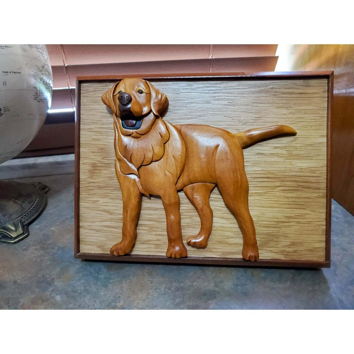 Yellow Labrador Retriever Yellow Lab Hand-Carved Pet Portrait - Stash Box Dan